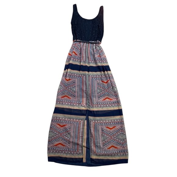 Luxology Navy Patchwork Maxi Dress NWT with Back Slit Size 4 - Picture 2 of 10